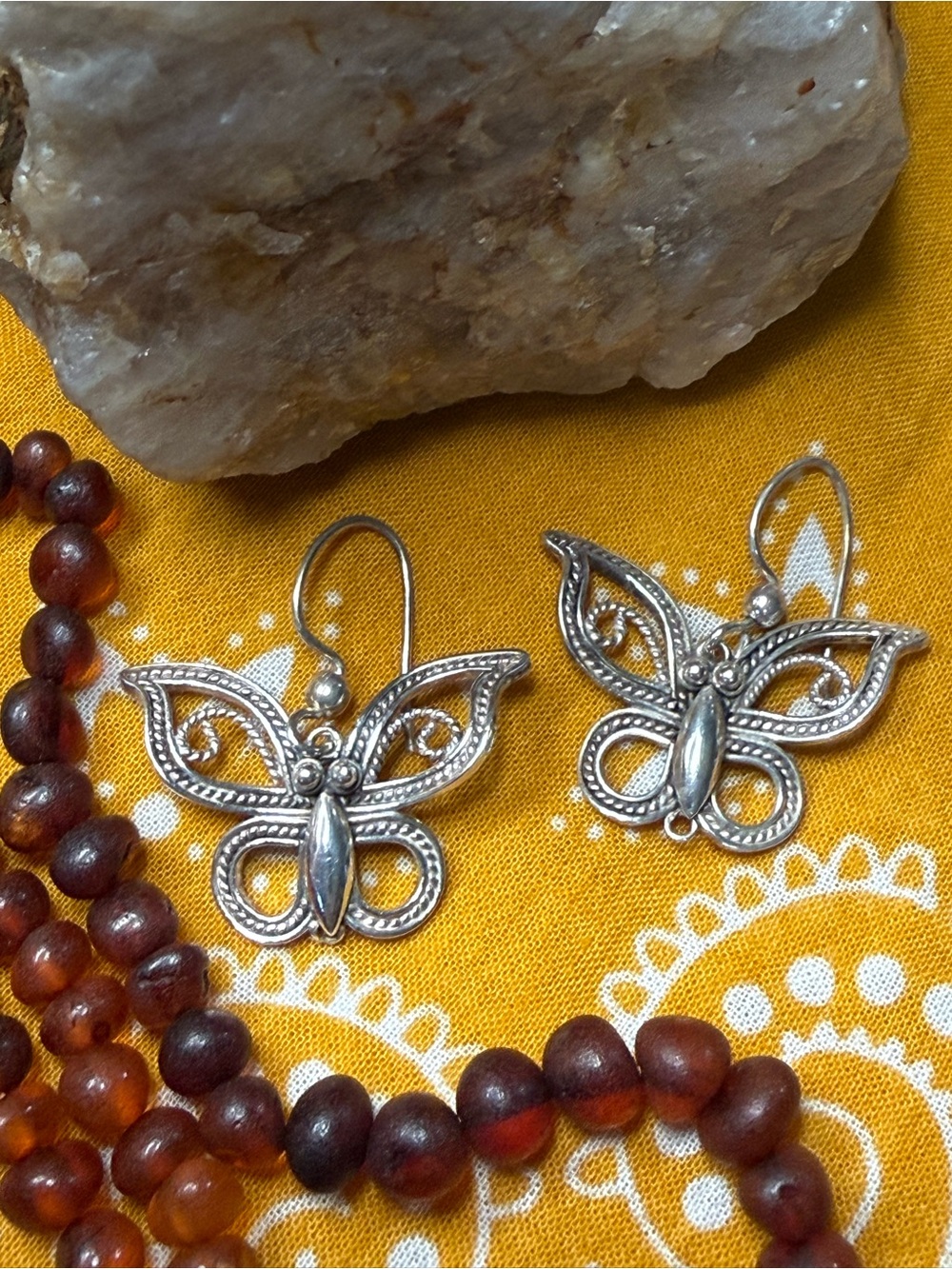 Vintage 1999 Sterling Silver Butterfly Earrings BJ 925 Y2K Boho